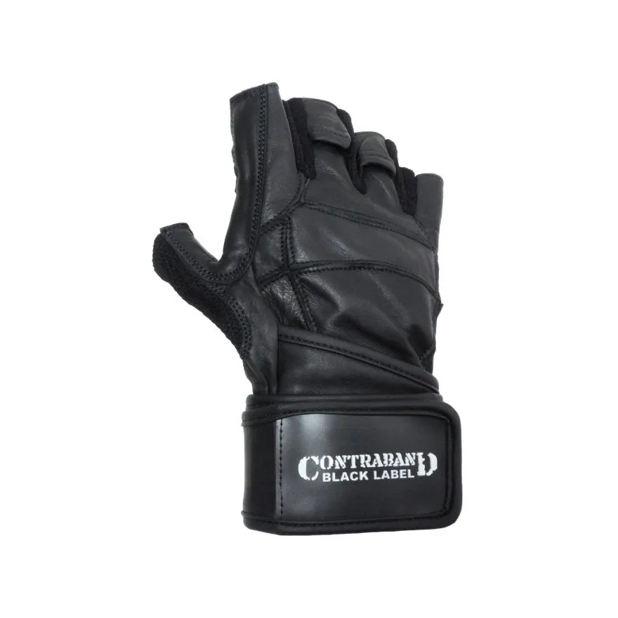 Contraband Black Label 5990 Premium Leather Wrist-Wrap Gloves w/ Rubber Xtreme Traction Pads