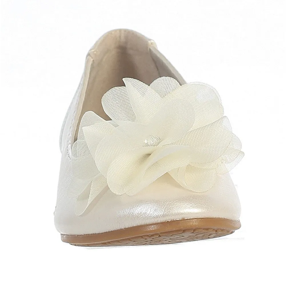Girls Ivory Rhinestone Flower Lucy Special Occasion Dress Shoes Baby 3-4