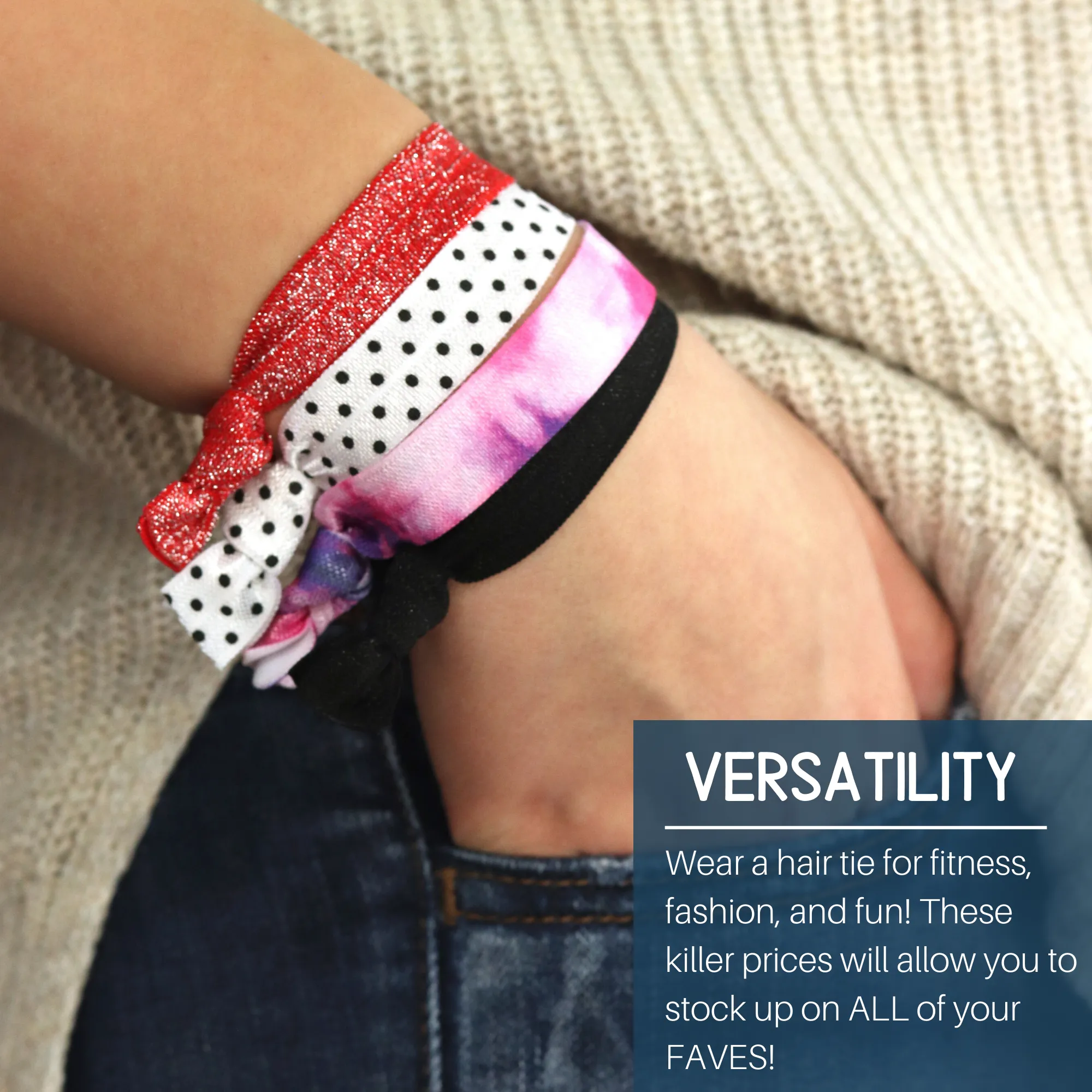 Hair Ties 5 Elastic Ponytail Holders Ribbon No Damage Knotted Bands