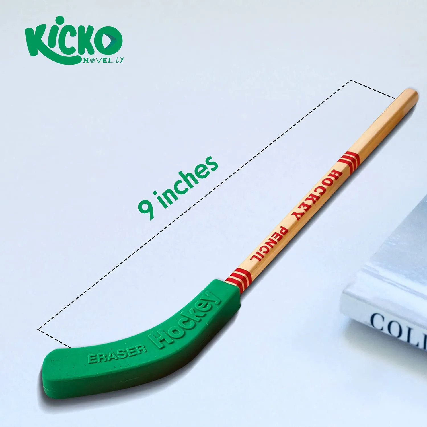 Kicko Hockey Pencils - 9 Inch Sports Pencil - 12 Pack Assorted Hockey Pencil with A Blade