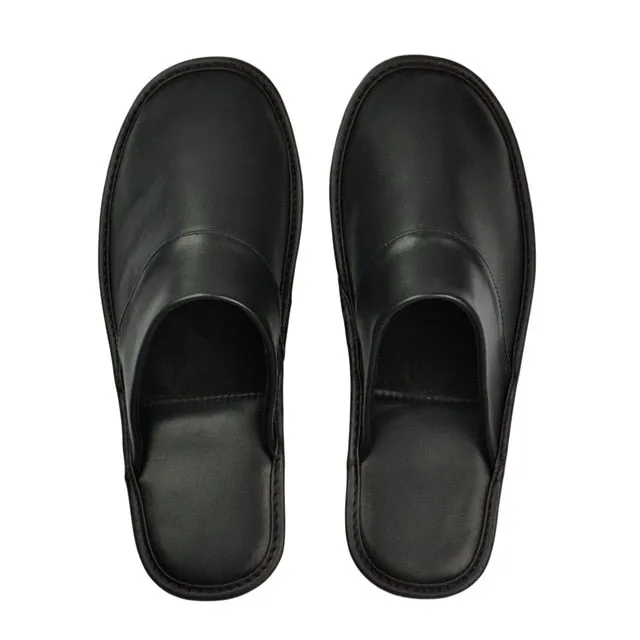 Leather slippers couple indoor non-slip men women home fashion casual shoes