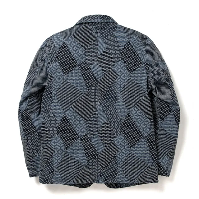 Tsugihagi Sashiko Jacquard Weave Jacket in Two-Tone Indigo