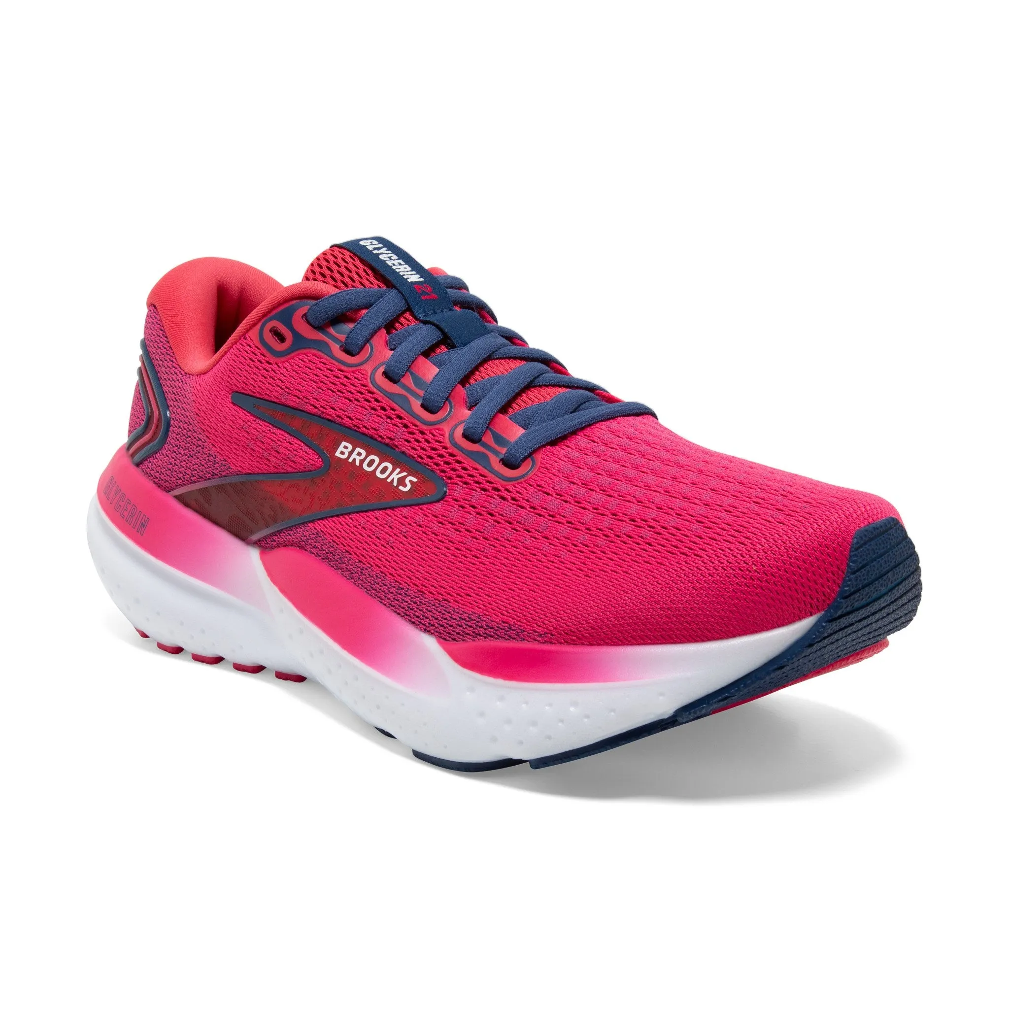 Women's Brooks Running Glycerin 21 Road Running Shoe in Raspberry/Estate Blue