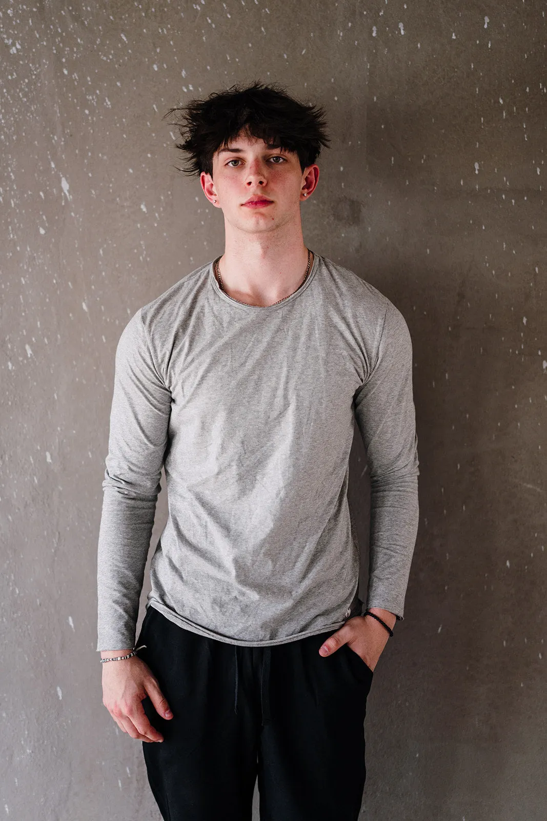 Youth Boys Grey Long Sleeve Tee
