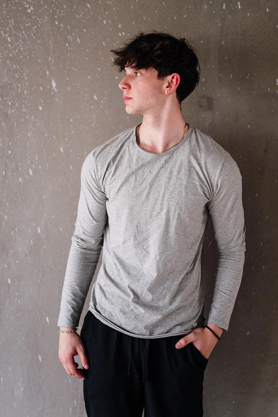 Youth Boys Grey Long Sleeve Tee